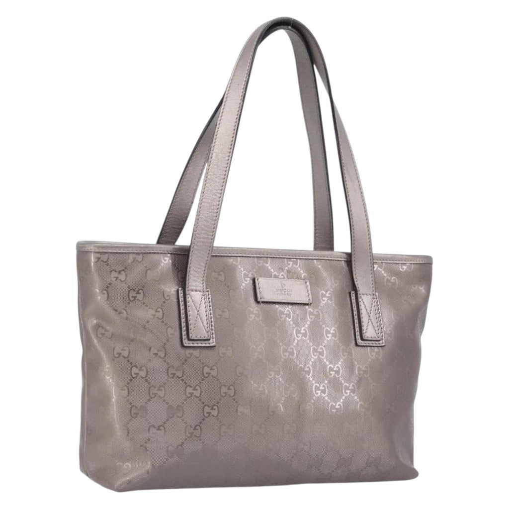 GUCCI GG Implementation Tote Bag PVC Leather Silver 211138 Auth BA16629A