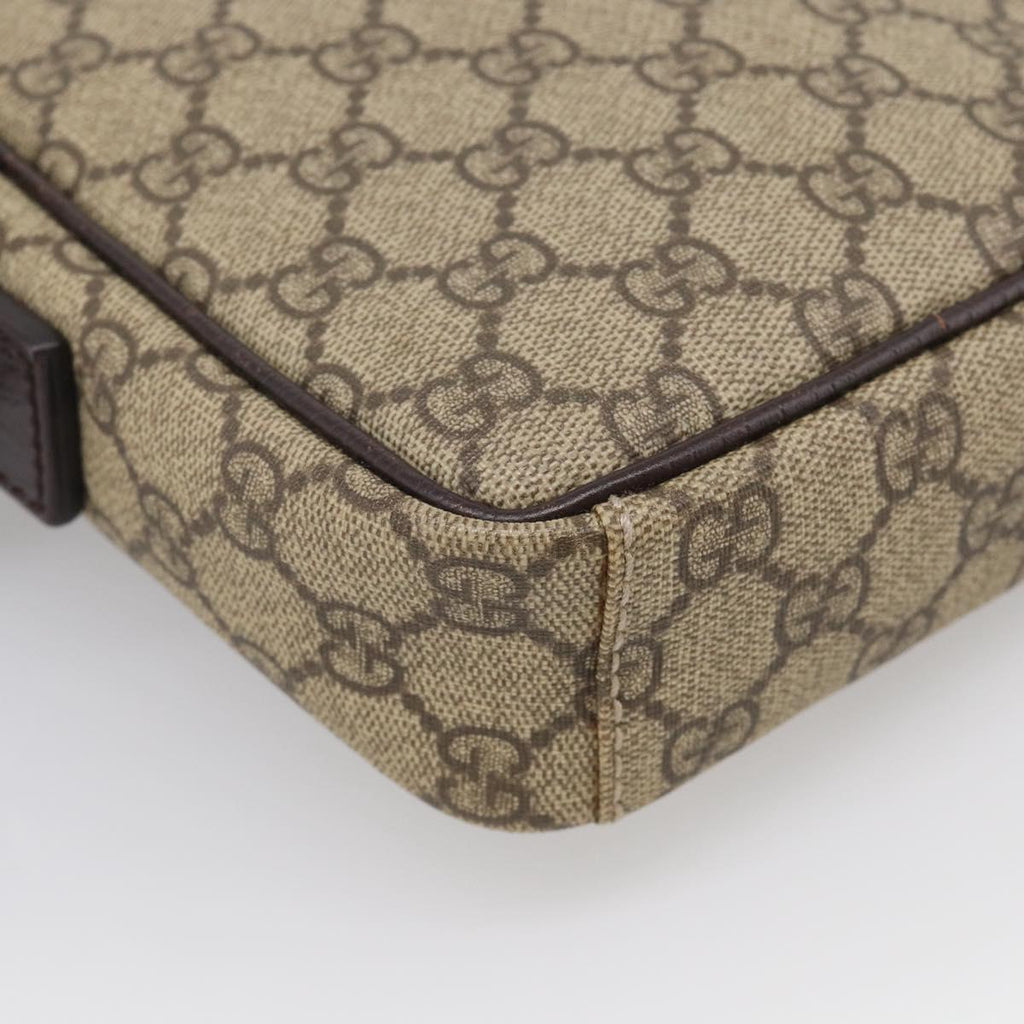 GUCCI GG Supreme Shoulder Bag PVC Beige Silver 122754 Auth BA16678