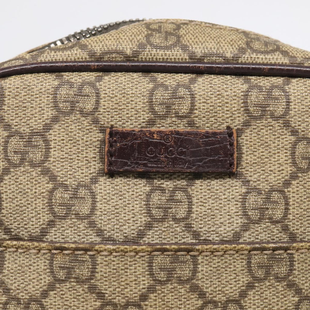 GUCCI GG Supreme Shoulder Bag PVC Beige Silver 122754 Auth BA16678