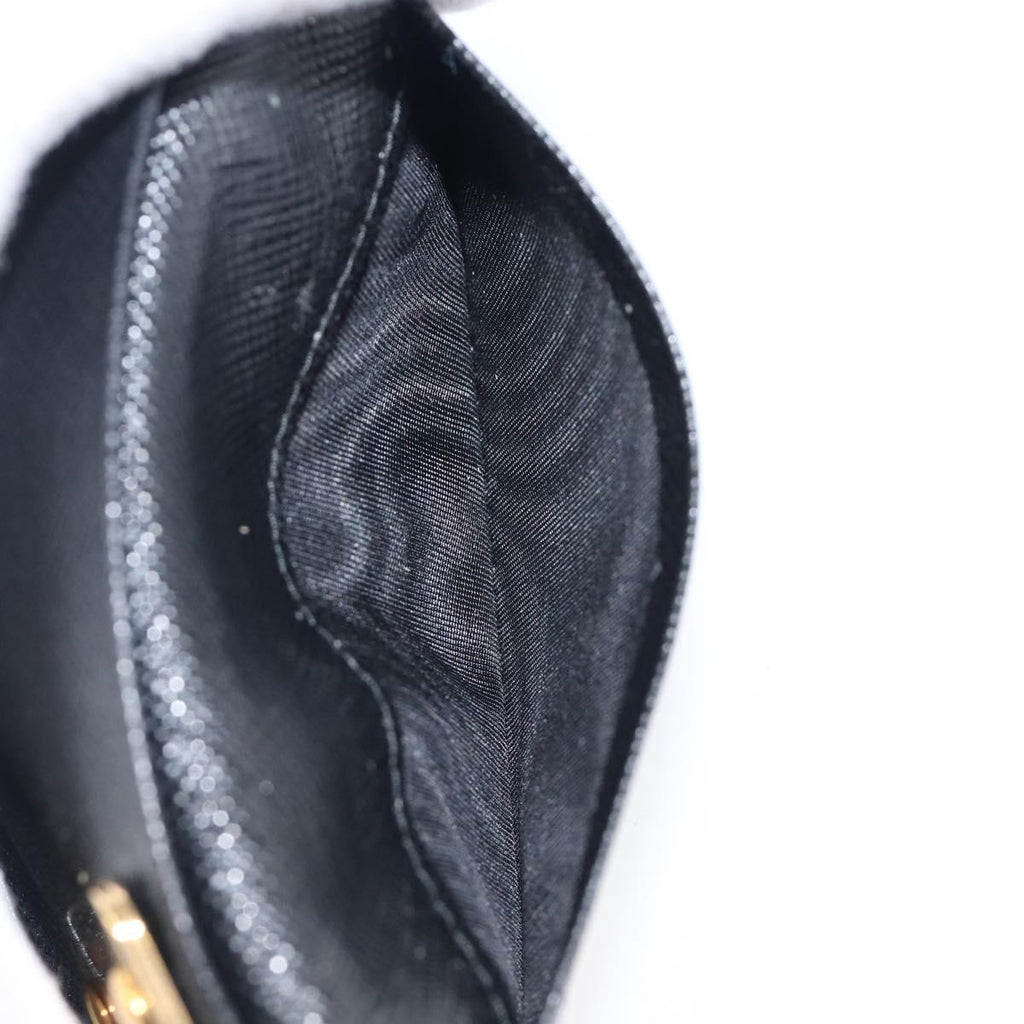 PRADA Key Case Safiano Leather Navy Gold Auth bs36879