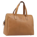 PRADA Hand Bag Leather Brown Gold Tone Auth bs37098