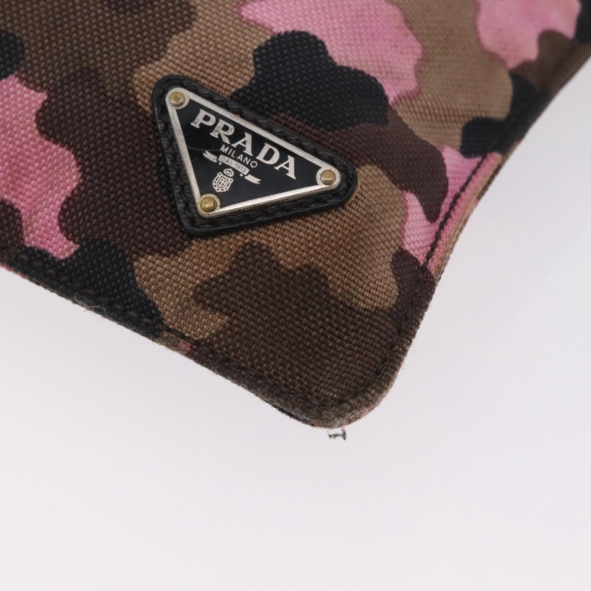 PRADA Shoulder Bag Canvas Camouflage Green Pink Auth bs37142