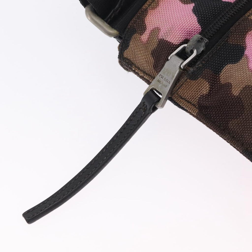 PRADA Shoulder Bag Canvas Camouflage Green Pink Auth bs37142