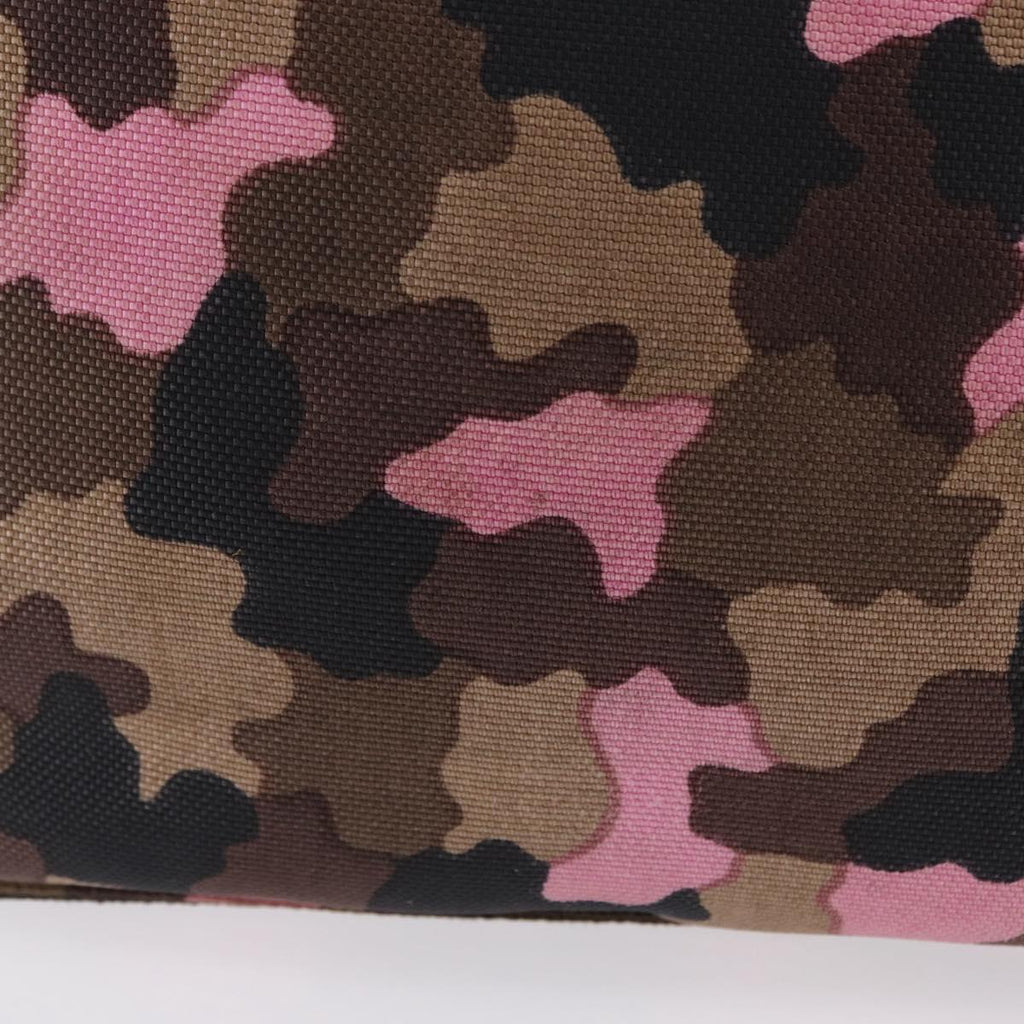 PRADA Shoulder Bag Canvas Camouflage Green Pink Auth bs37142