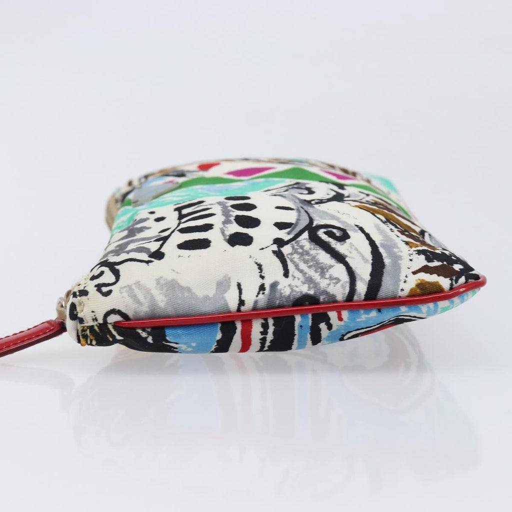 PRADA Pouch Nylon Multicolor Silver Auth bs37253A