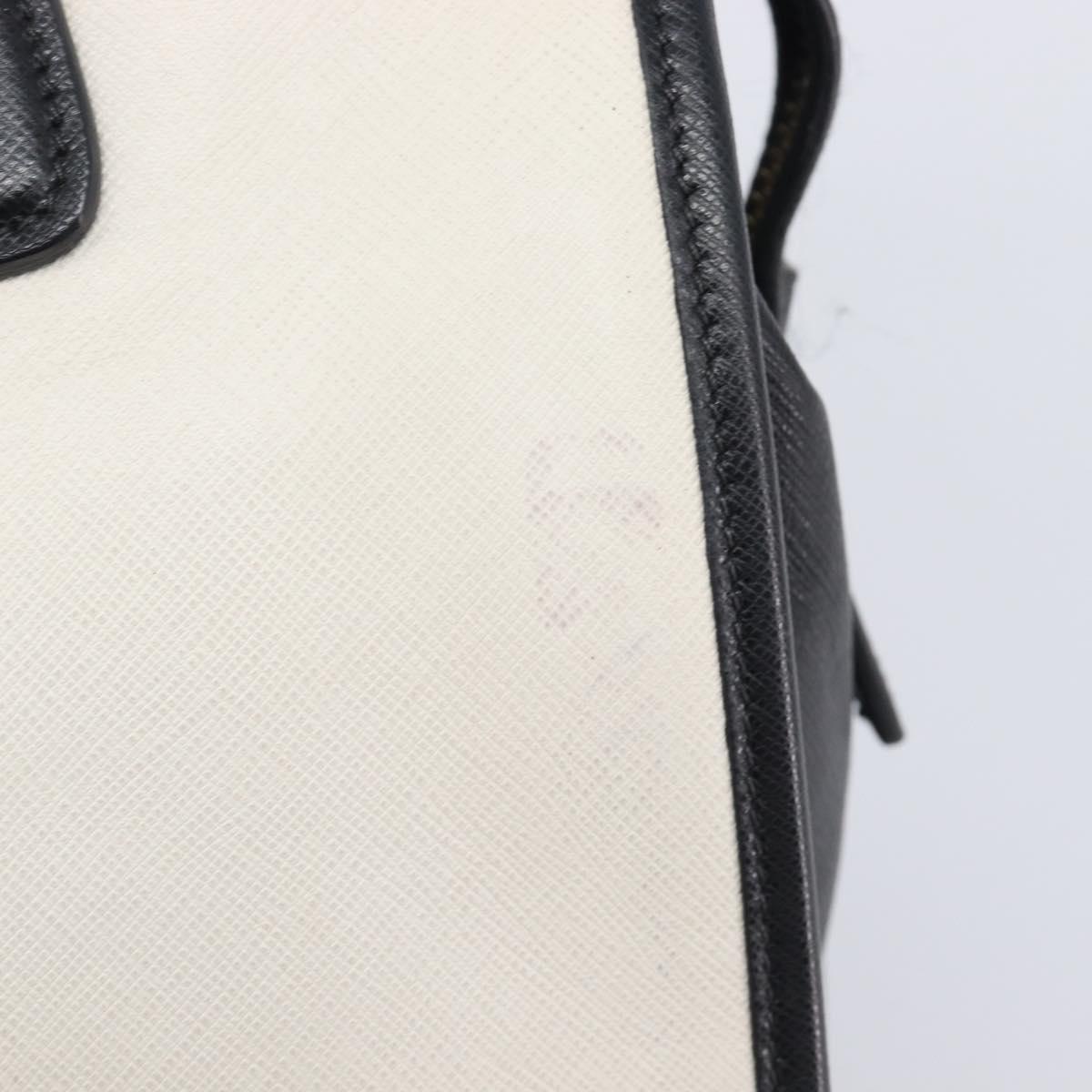 PRADA Hand Bag Safiano Leather White Gold Auth bs37455A
