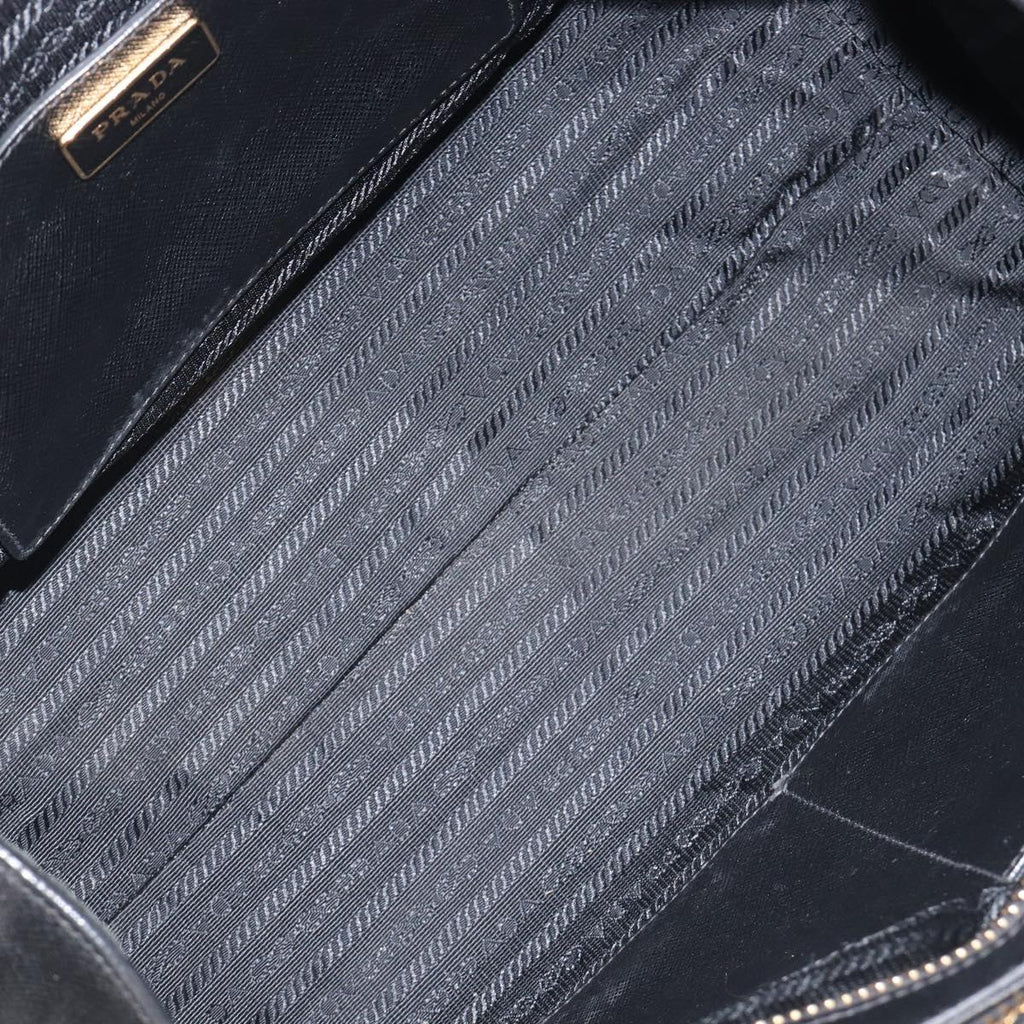 PRADA Hand Bag Safiano Leather White Gold Auth bs37455A
