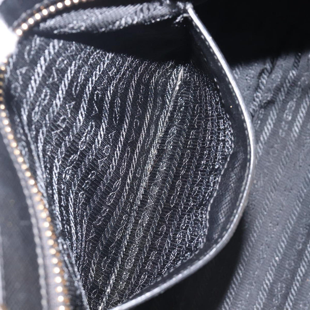 PRADA Hand Bag Safiano Leather White Gold Auth bs37455A
