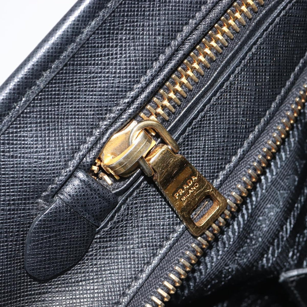 PRADA Hand Bag Safiano Leather White Gold Auth bs37455A