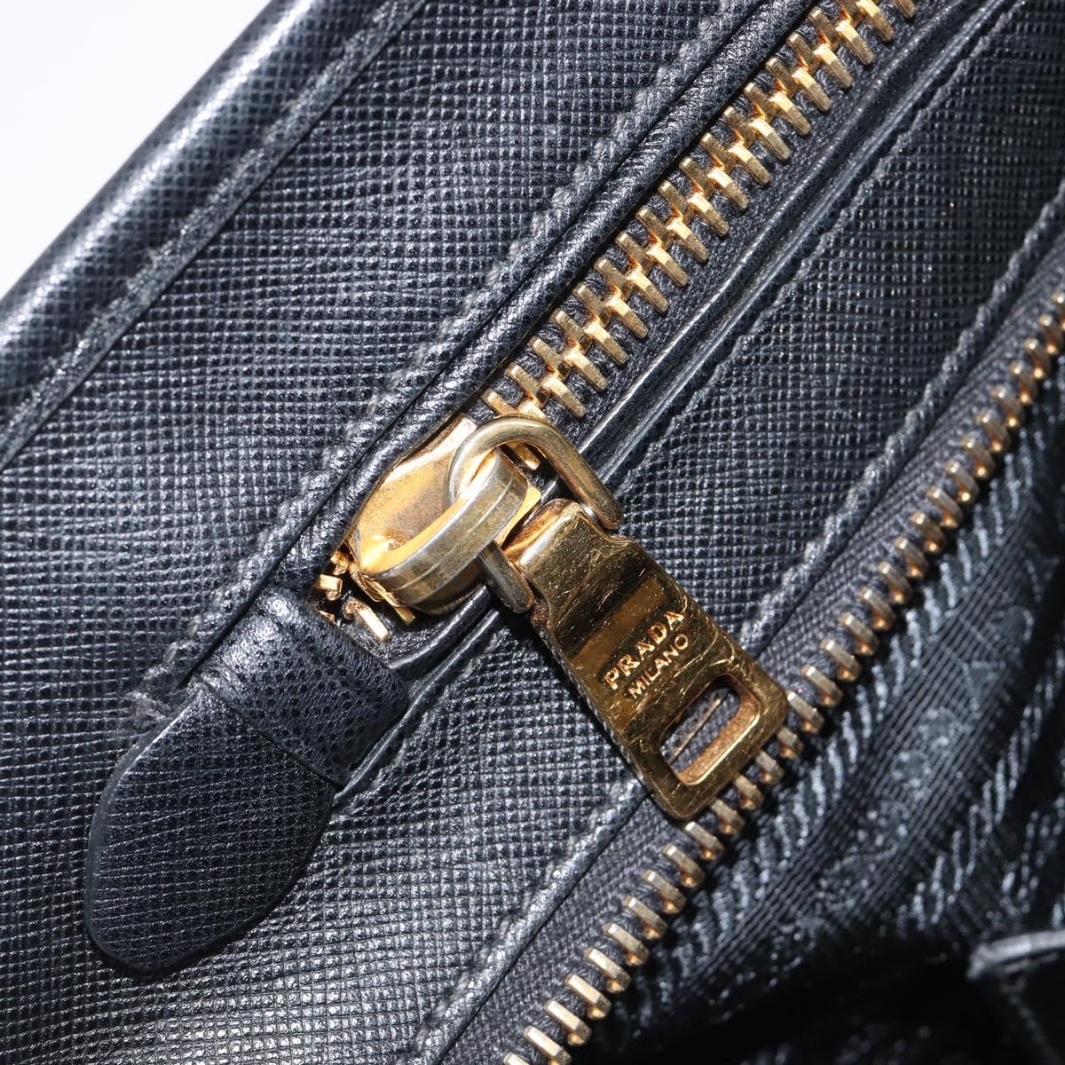 PRADA Hand Bag Safiano Leather White Gold Auth bs37455A