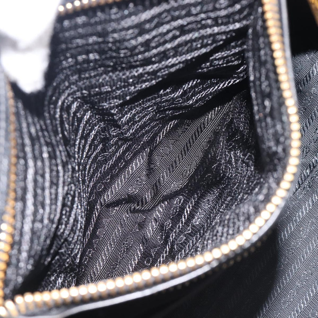 PRADA Hand Bag Safiano Leather White Gold Auth bs37455A