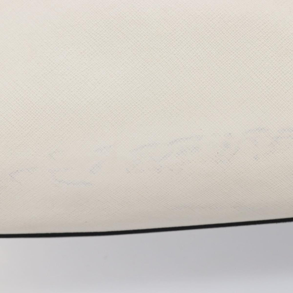 PRADA Hand Bag Safiano Leather White Gold Auth bs37455A