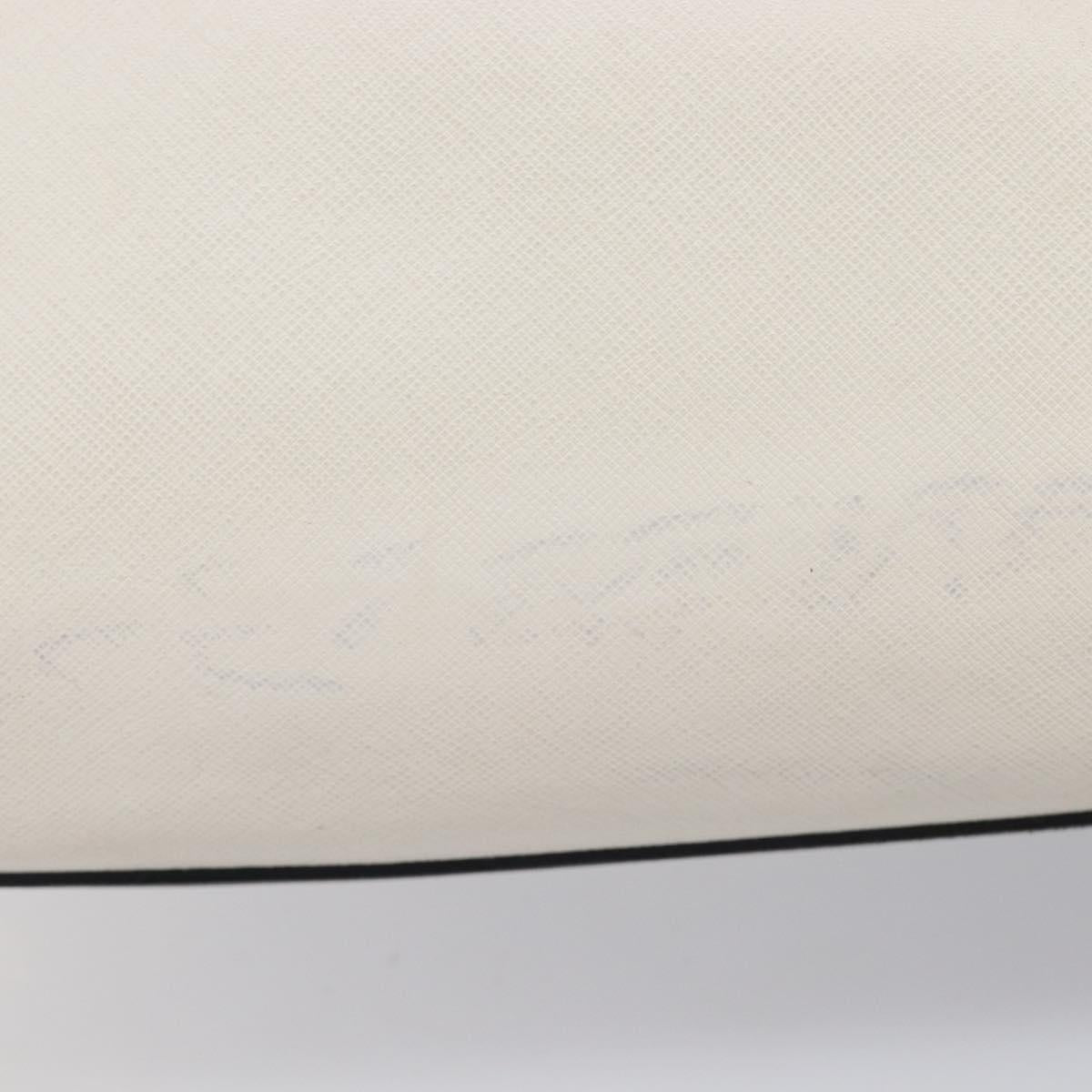 PRADA Hand Bag Safiano Leather White Gold Auth bs37455A