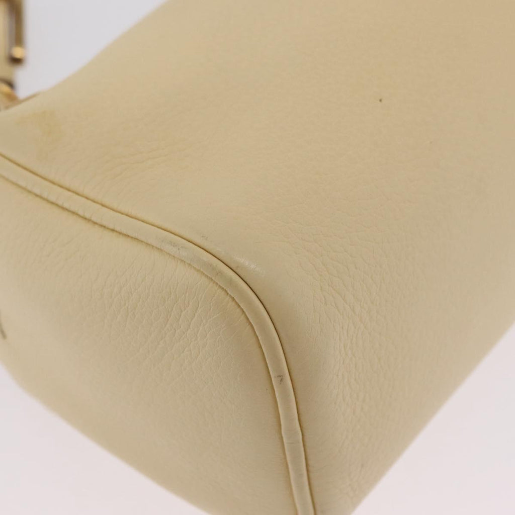 PRADA Shoulder Bag Leather Ivory Gold Auth bs37534