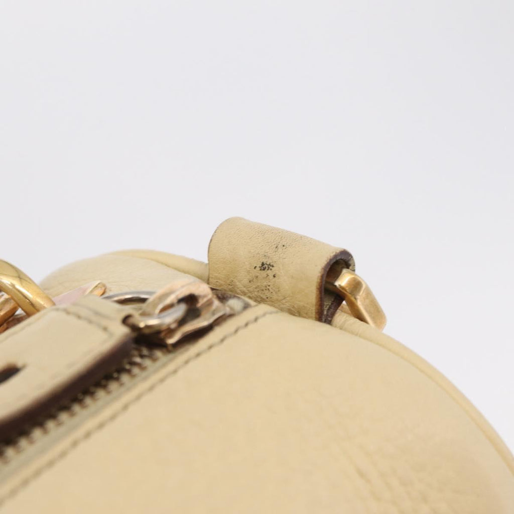 PRADA Shoulder Bag Leather Ivory Gold Auth bs37534