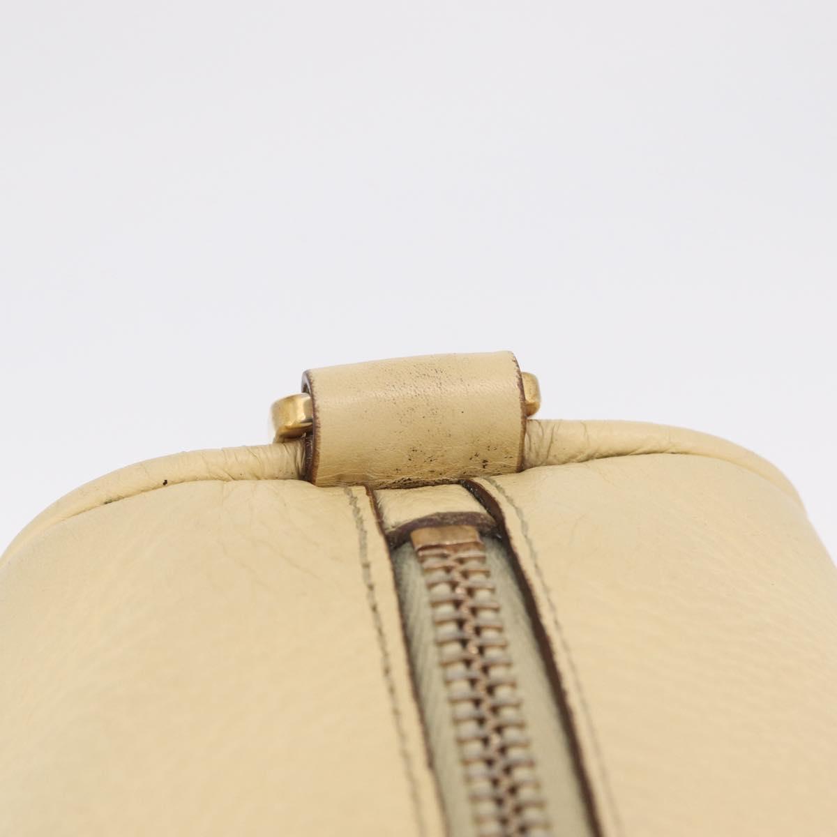 PRADA Shoulder Bag Leather Ivory Gold Auth bs37534