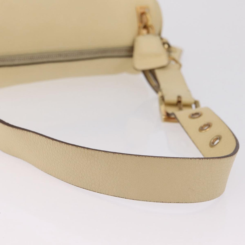 PRADA Shoulder Bag Leather Ivory Gold Auth bs37534