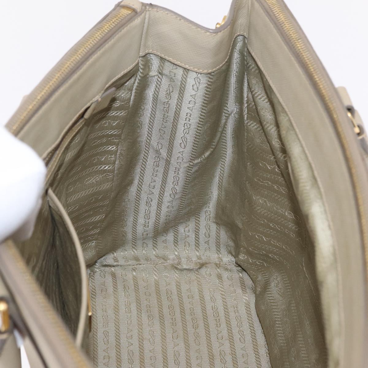 PRADA Hand Bag Saffiano Beige Gold Auth bs37538