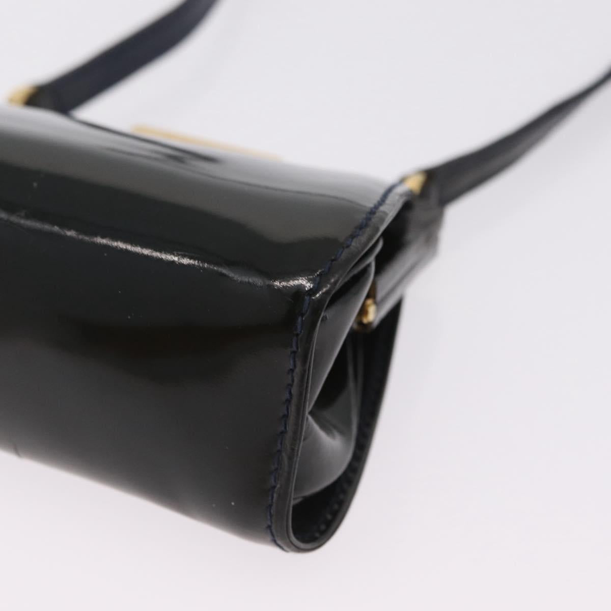 GUCCI Shoulder Bag Patent leather Green Gold Auth bs37548