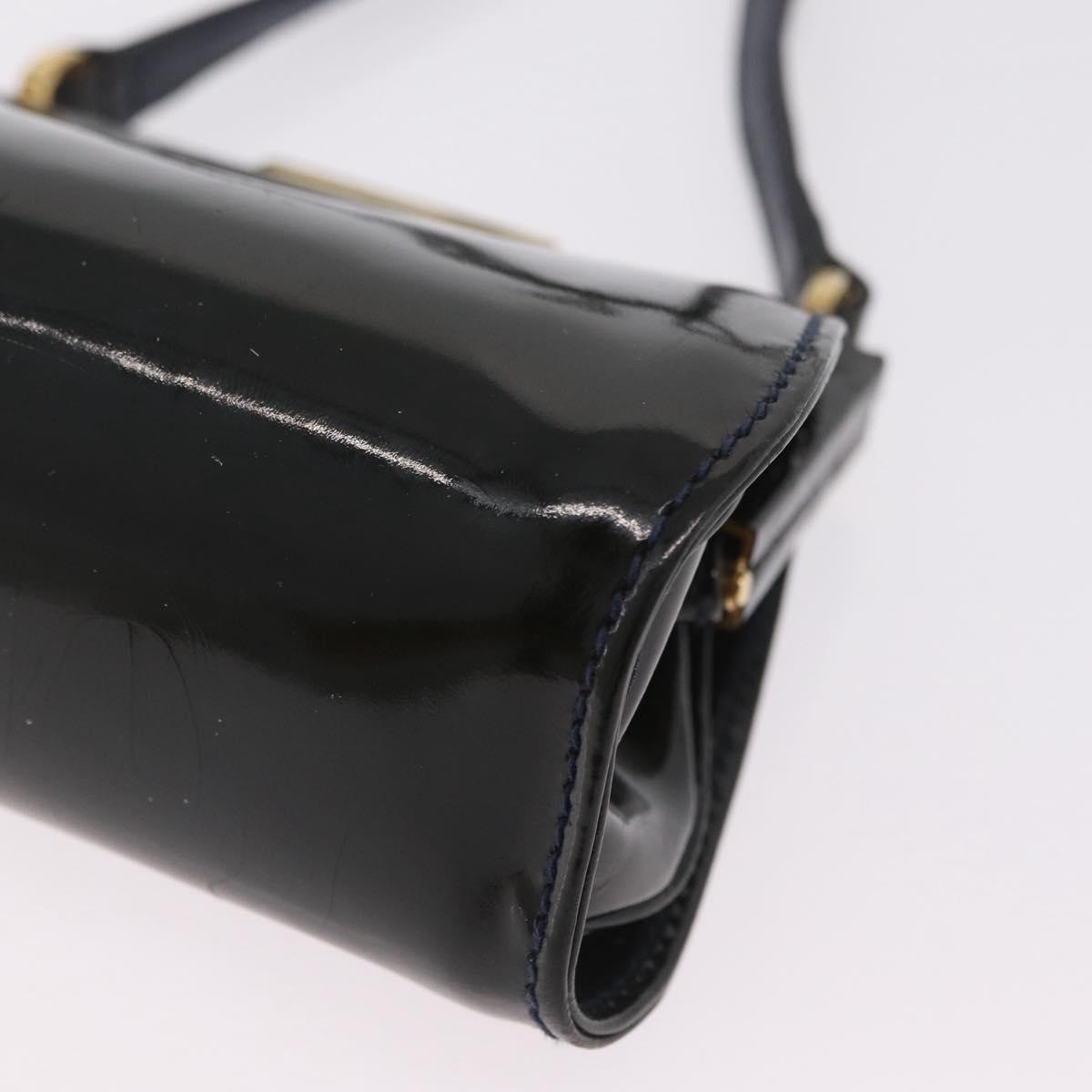GUCCI Shoulder Bag Patent leather Green Gold Auth bs37548