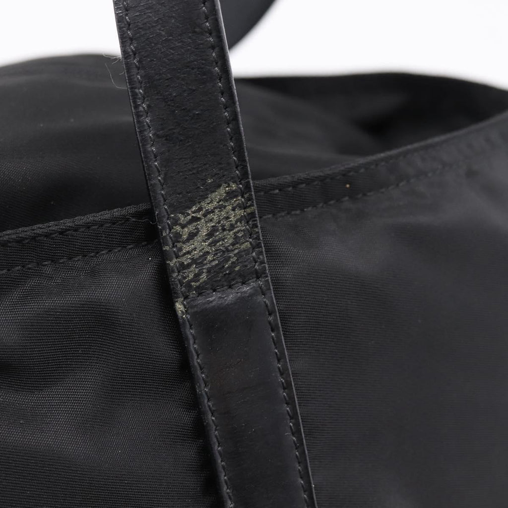 PRADA Tote Bag Nylon Black Silver Auth bs37600
