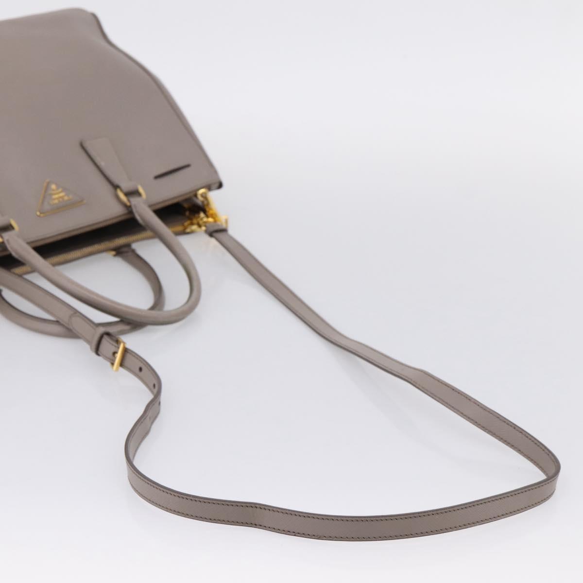 PRADA Hand Bag Saffiano leather 2way Gray Gold Auth bs37671