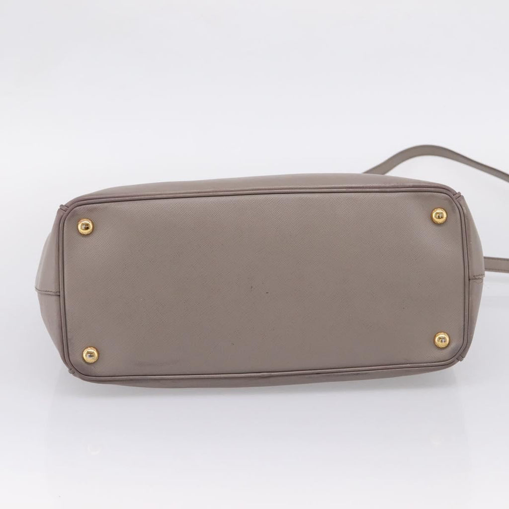PRADA Hand Bag Saffiano leather 2way Gray Gold Auth bs37671