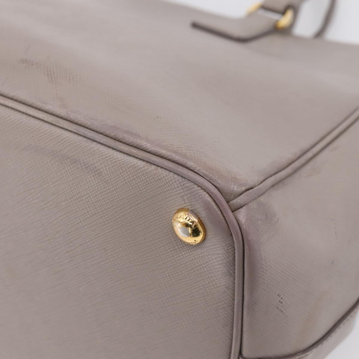 PRADA Hand Bag Saffiano leather 2way Gray Gold Auth bs37671