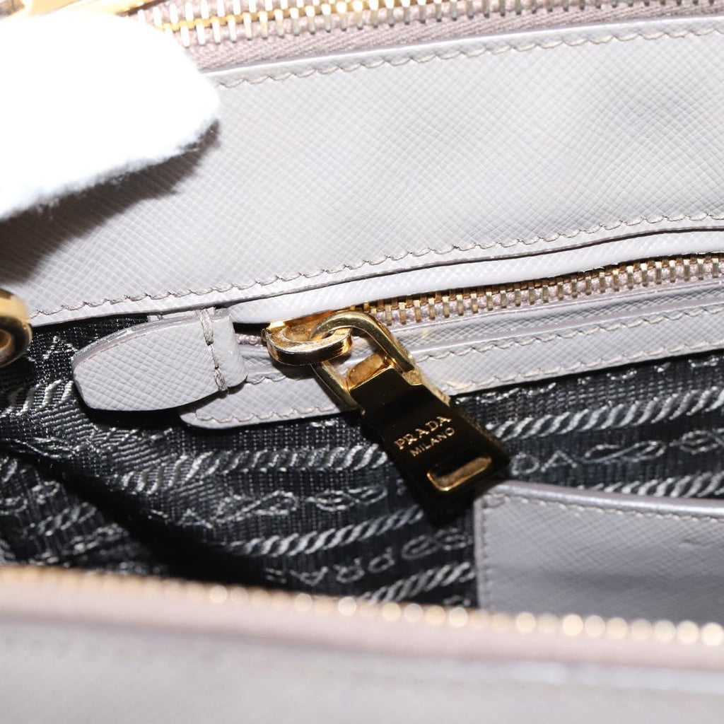 PRADA Hand Bag Saffiano leather 2way Gray Gold Auth bs37671
