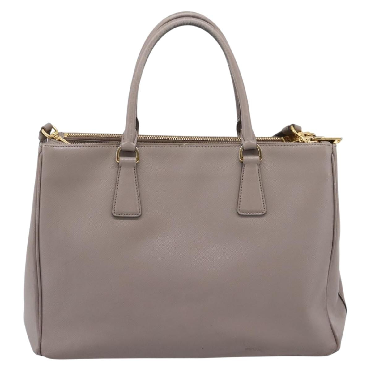 PRADA Hand Bag Saffiano leather 2way Gray Gold Auth bs37671