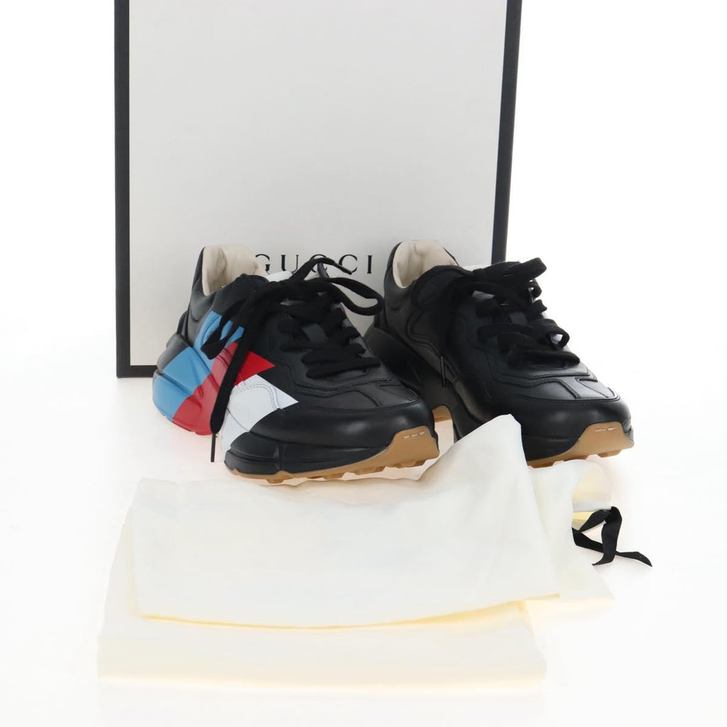 GUCCI Lighton Webprint Sneakers 5 Black Auth bs37734M