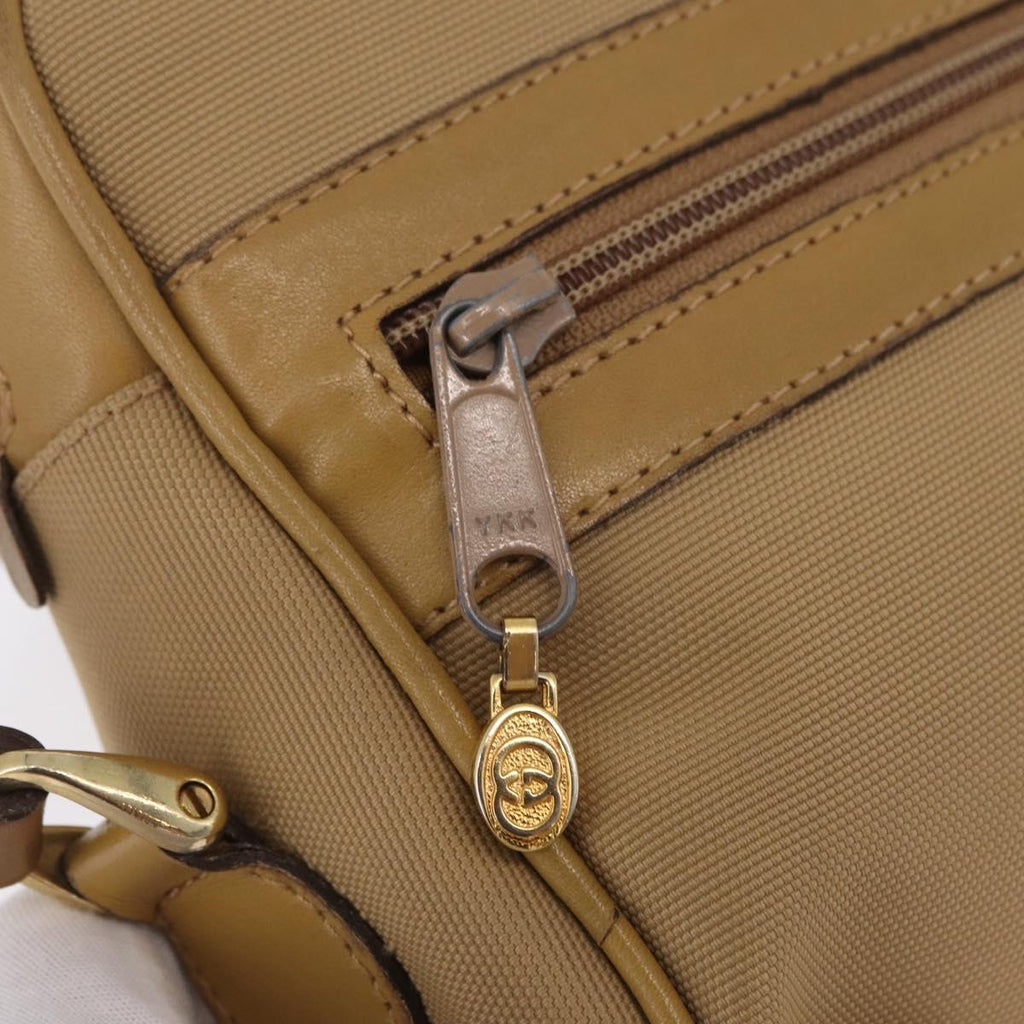GUCCI Web Sherry Line Shoulder Bag Canvas Beige Gold Tone 010 378 Auth bs37760