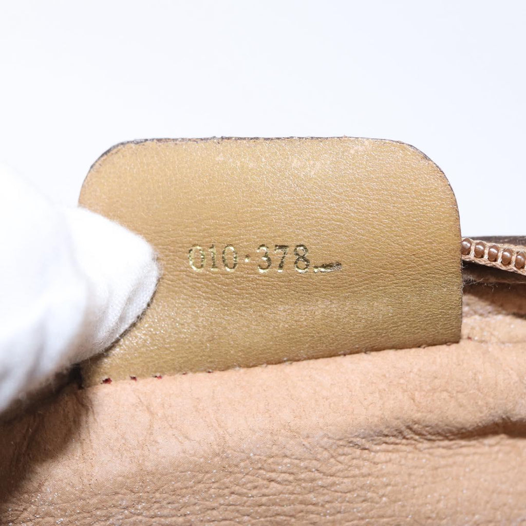 GUCCI Web Sherry Line Shoulder Bag Canvas Beige Gold Tone 010 378 Auth bs37760