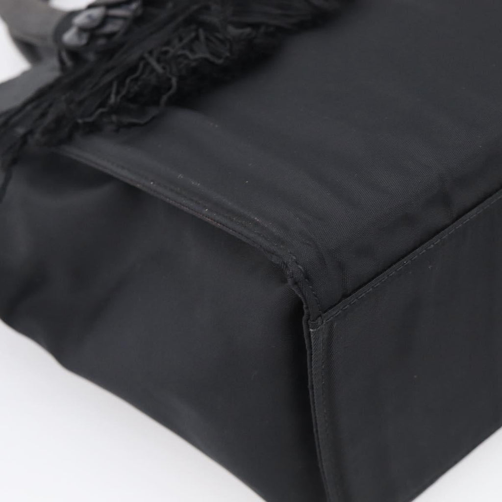 PRADA Hand Bag Nylon Black Silver Auth bs37868