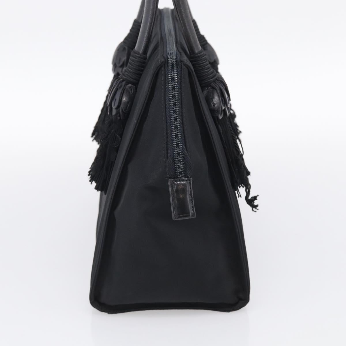 PRADA Hand Bag Nylon Black Silver Auth bs37868