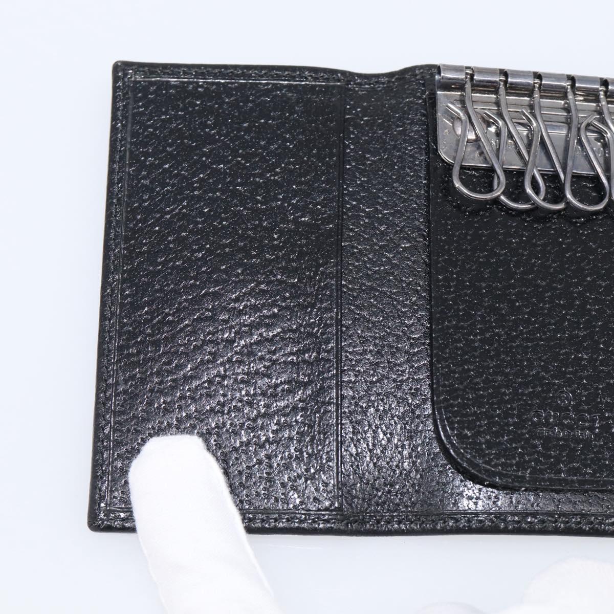 GUCCI Key Case Leather Black Silver 033 0959 Auth bs37882