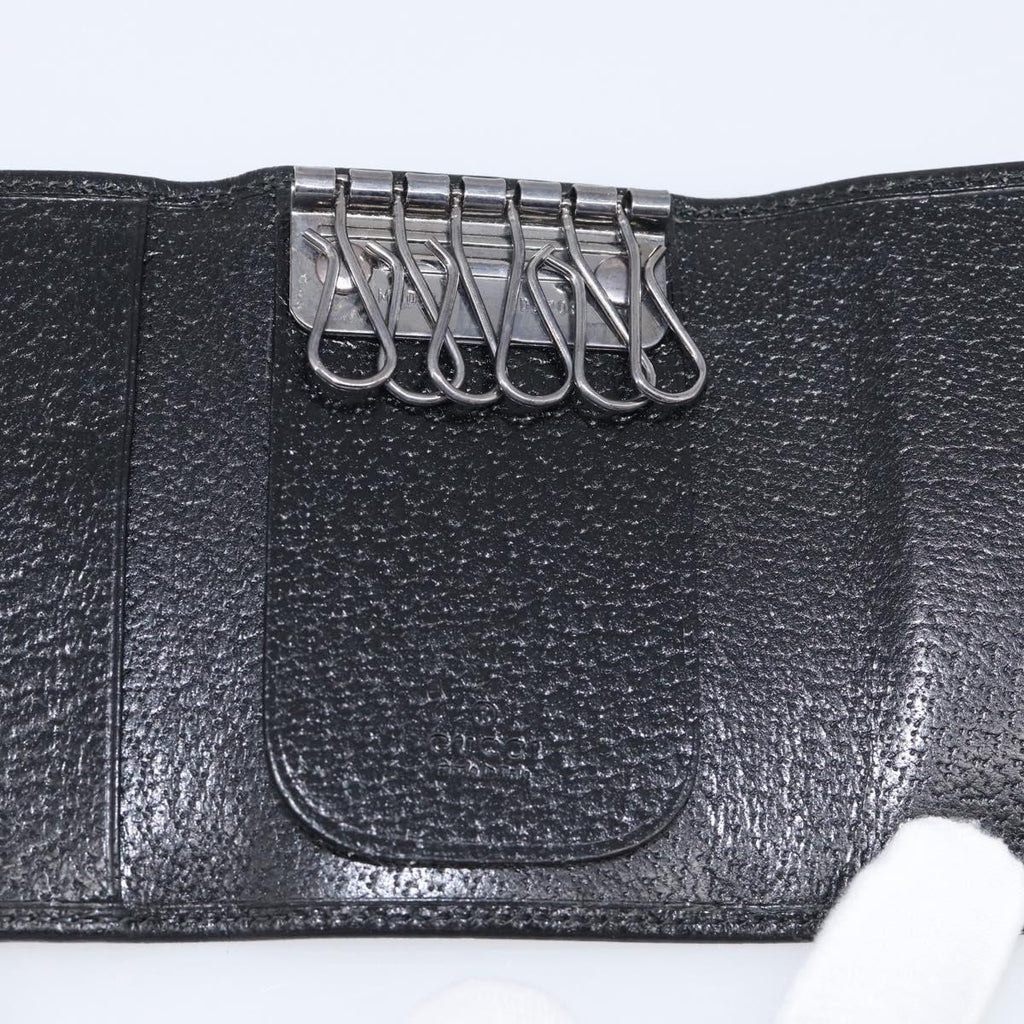 GUCCI Key Case Leather Black Silver 033 0959 Auth bs37882