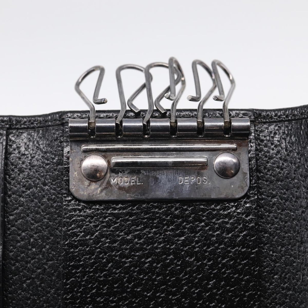 GUCCI Key Case Leather Black Silver 033 0959 Auth bs37882