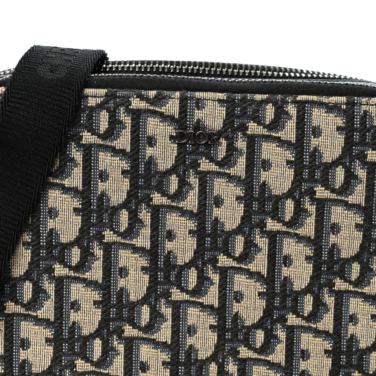 Oblique Zipped With Strap Pouch Blue Beige