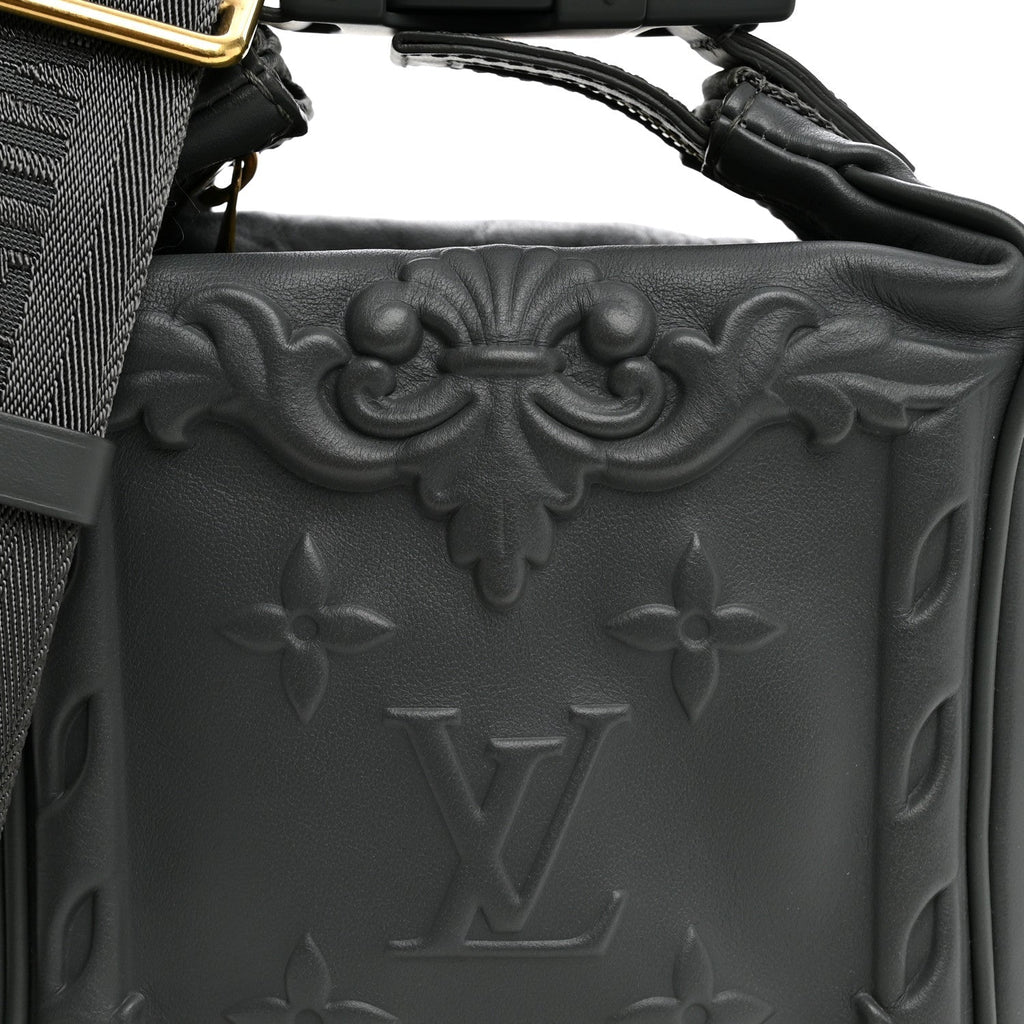 Calfskin Monogram Embossed Cruiser Messenger Dark Shadow Gray