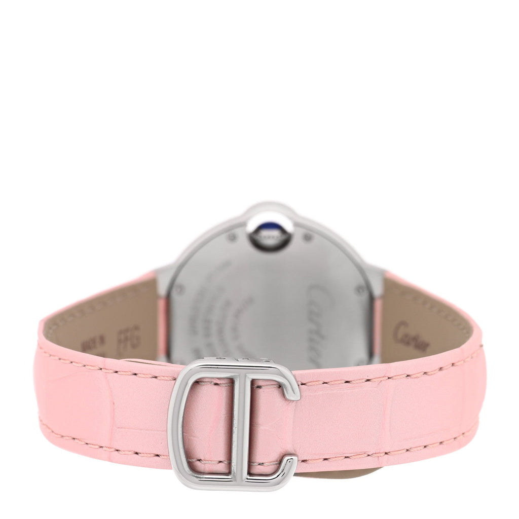 Stainless Steel Alligator 33mm Ballon Bleu De Cartier Automatic Watch Pink
