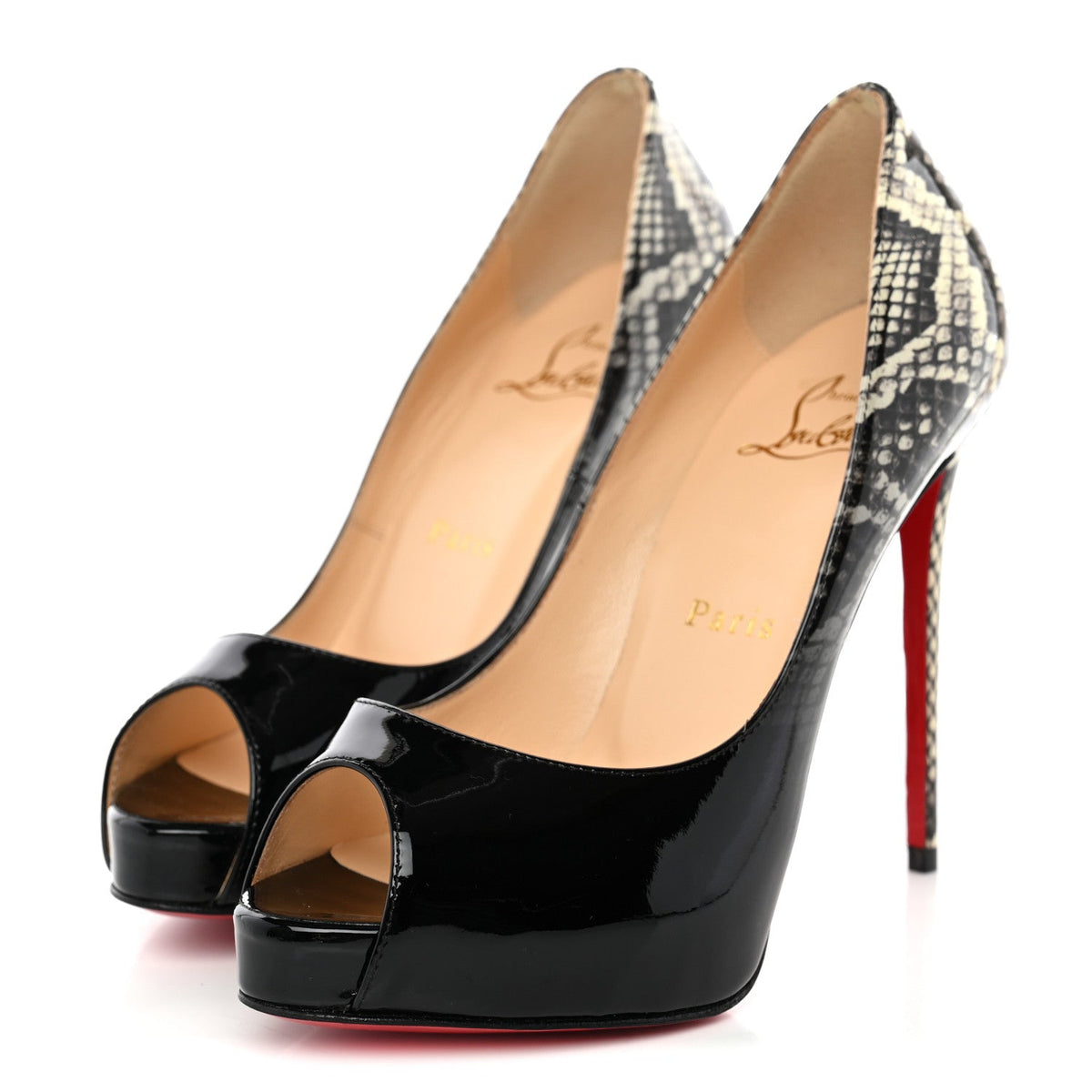 Patent Degrade Snakeskin Printed New Very Prive 120 Peep Toe Pumps 35