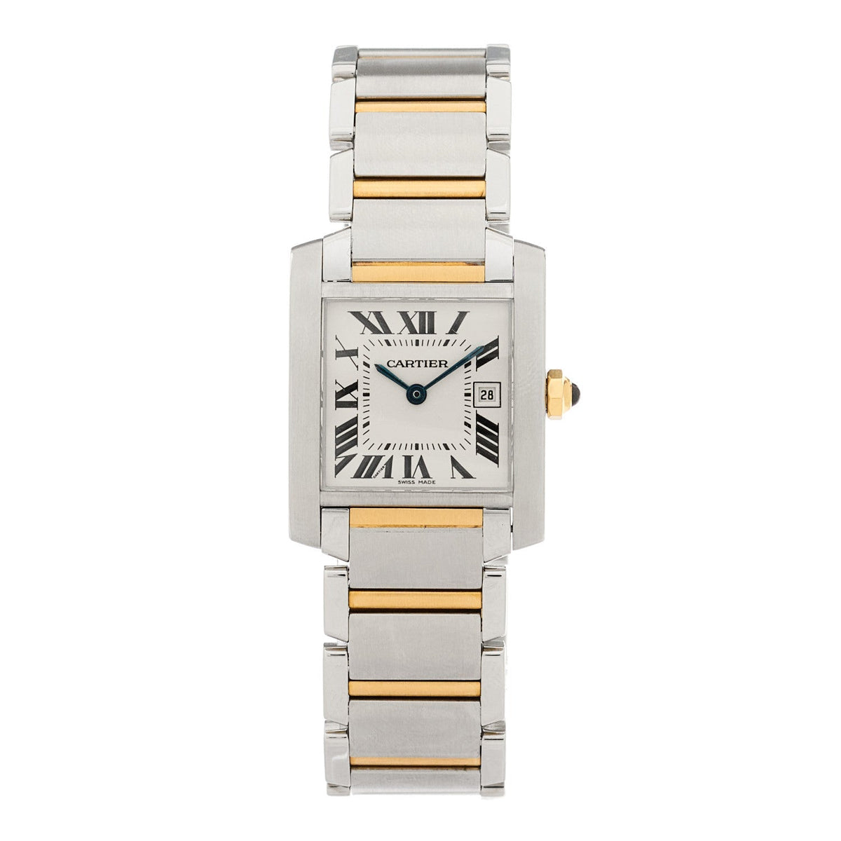 Stainless Steel 18K Yellow Gold 25mm Tank Francaise Quartz Watch