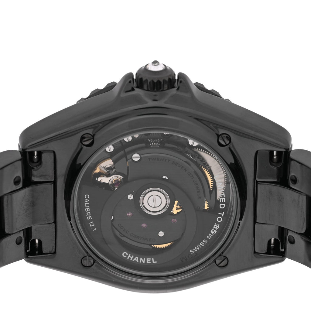 Stainless Steel Ceramic Diamond 38mm J12 Limited Edition Automatic Watch Black