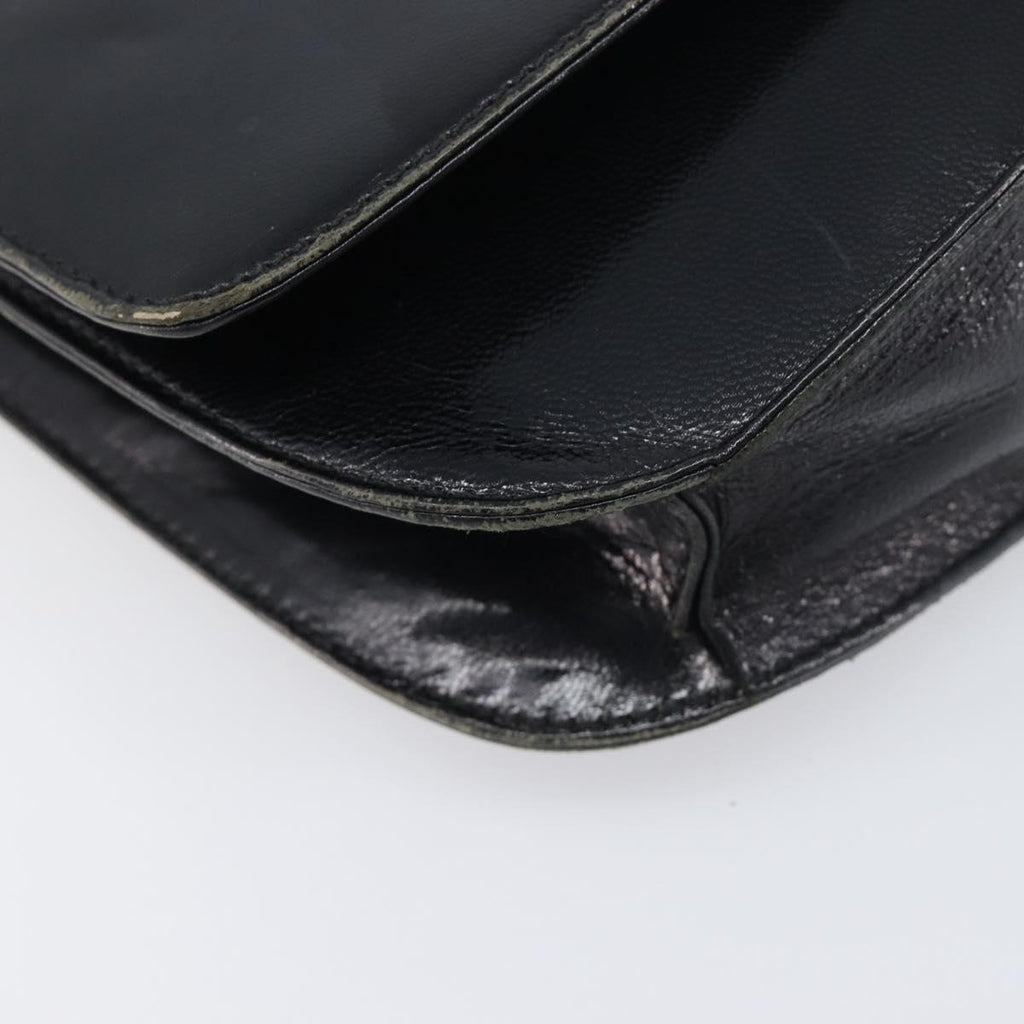 PRADA Chain Shoulder Bag Leather Black Silver Auth ep15821A