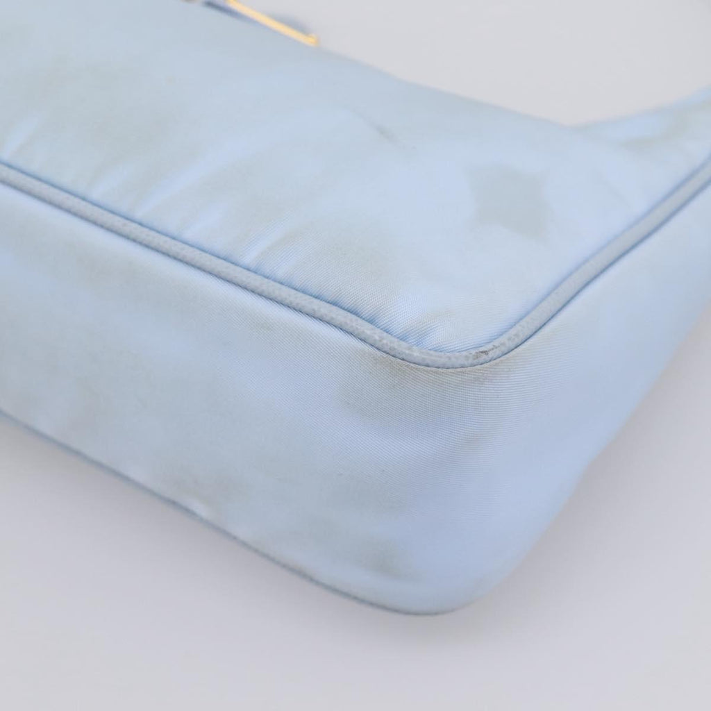 PRADA Hand Bag Nylon Light Blue Gold Auth ep15940A