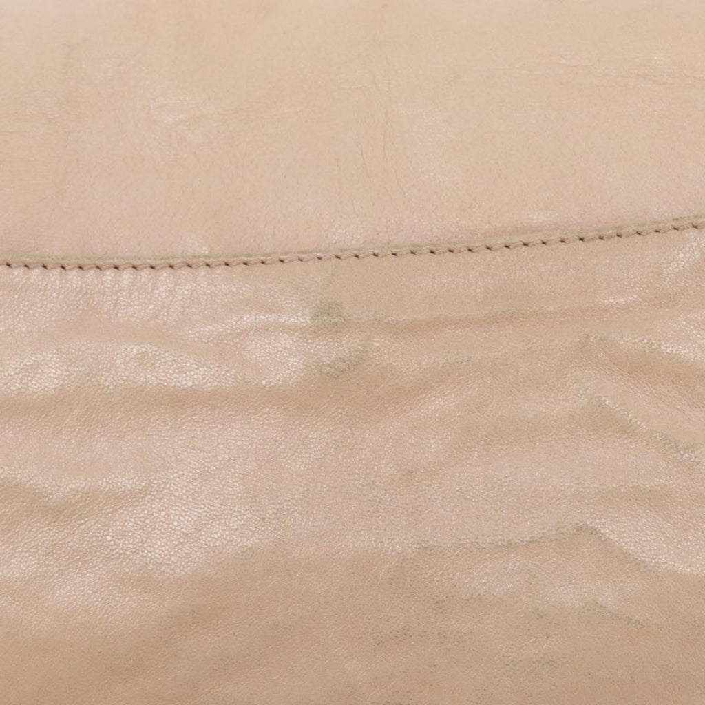 PRADA Shoulder Bag Leather Beige Silver Auth ep16017