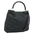 GUCCI Bamboo Hand Bag Nylon 2way Outlet Green Silver 001 1577 Auth ep16071