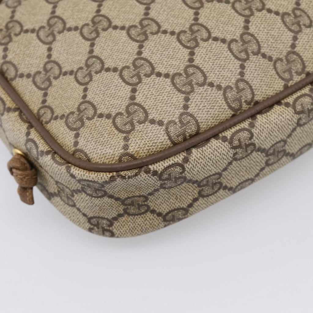 GUCCI GG Supreme Shoulder Bag PVC Beige Gold 116 02 606 Auth ep16088