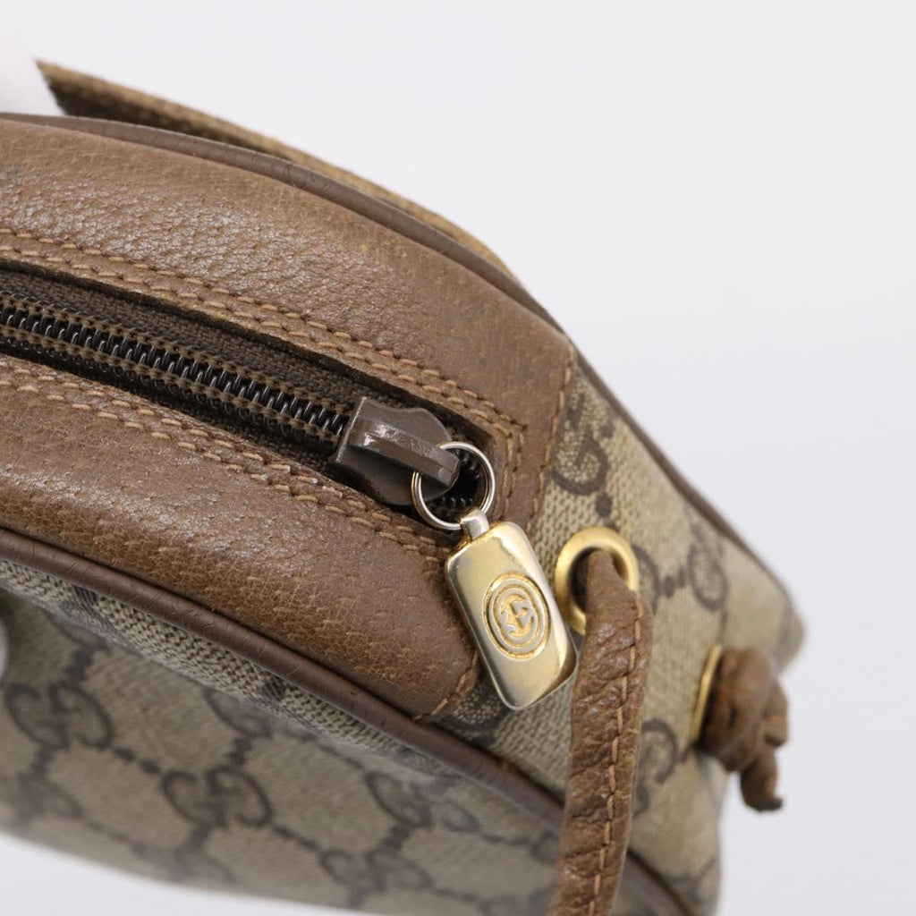 GUCCI GG Supreme Shoulder Bag PVC Beige Gold 116 02 606 Auth ep16088